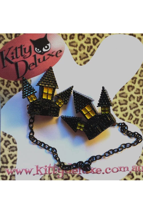 Halloween Kitty Deluxe Cardigan Clips In Haunted House Design 1 Halloween Kitty Deluxe Cardigan Clips In Haunted House Design