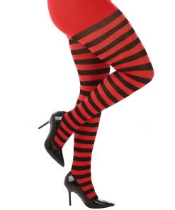 Pamela Mann Hosiery Winter Pamela Mann Curvy Super-Stretch Striped Tights In Black/Red