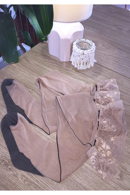 Pamela Mann Hosiery Pamela Mann Curvy Super-Stretch Jive Seamed Stay-up Stockings In Nude/Black With Nude Tops 2 Pamela Mann Hosiery Pamela Mann Curvy Super-Stretch Jive Seamed Stay-up Stockings In Nude/Black With Nude Tops