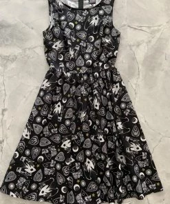 Retrolicious Vintage Dress In Ouija Halloween Print