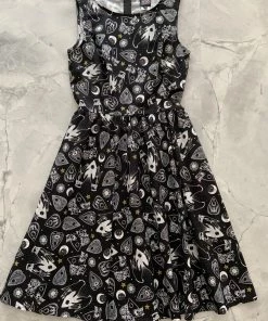 Retrolicious Vintage Dress In Ouija Halloween Print