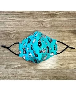 Kitty Deluxe Face Mask - Basic - Teal Kitties