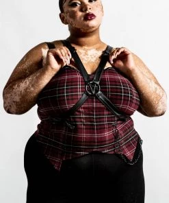 Killstar Jaded Strap Top In Blood Tartan 11 Killstar Jaded Strap Top In Blood Tartan