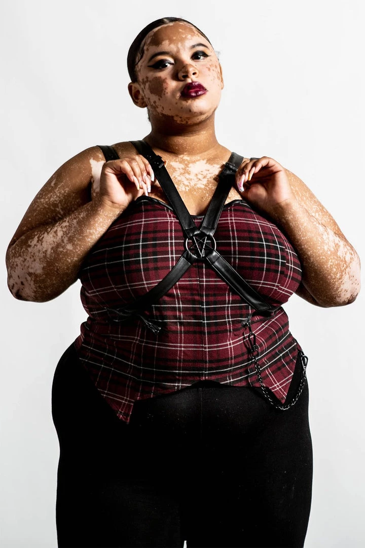 Killstar Jaded Strap Top In Blood Tartan 5 Killstar Jaded Strap Top In Blood Tartan