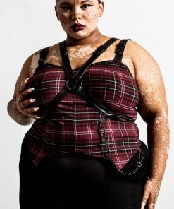 Killstar Jaded Strap Top In Blood Tartan 12 Killstar Jaded Strap Top In Blood Tartan