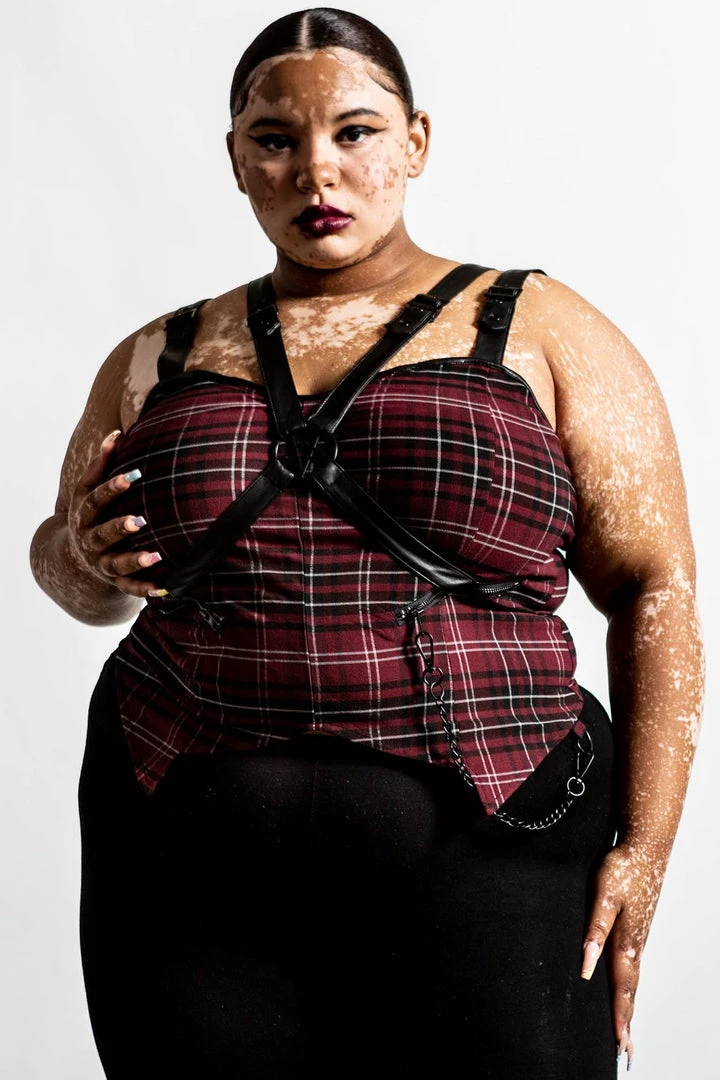 Killstar Jaded Strap Top In Blood Tartan 6 Killstar Jaded Strap Top In Blood Tartan