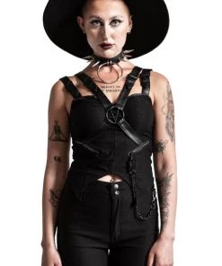 Clothing Killstar Jaded Strap Top In Black