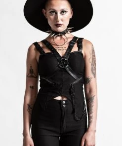 Clothing Killstar Jaded Strap Top In Black