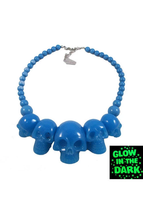 Kreepsville 666 Skull Necklace In Blue Glow 1 Kreepsville 666 Skull Necklace In Blue Glow