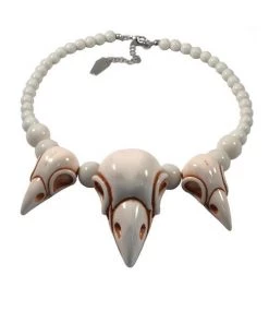 Kreepsville 666 Crow Skull Necklace In Ivory Dark Alternative
