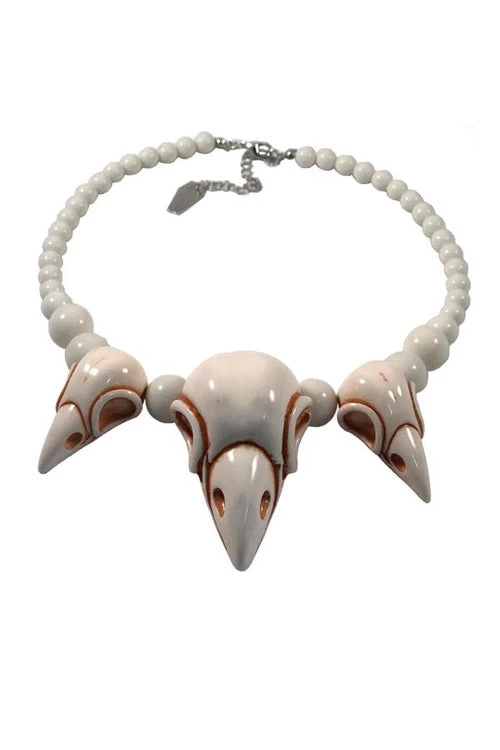 Kreepsville 666 Crow Skull Necklace In Ivory Dark Alternative 1 Kreepsville 666 Crow Skull Necklace In Ivory Dark Alternative