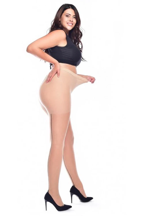 Pamela Mann Hosiery Pamela Mann Curvy Super-Stretch Jive Seamed Tights In Nude/Black 1 Pamela Mann Hosiery Pamela Mann Curvy Super-Stretch Jive Seamed Tights In Nude/Black