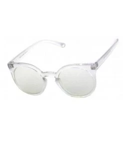 Kiss Eyewear Emily Funky Large Round Frame Sunglasses In Crystal With Mirror Lens