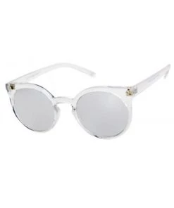 Kiss Eyewear Emily Funky Large Round Frame Sunglasses In Crystal With Mirror Lens