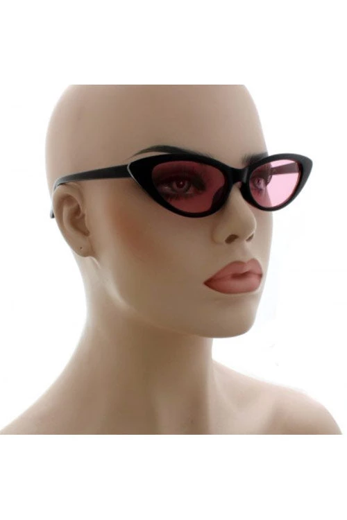 Kiss Eyewear Lolita Thin Cat's Eye Frame Sunglasses In Black 2 Kiss Eyewear Lolita Thin Cat's Eye Frame Sunglasses In Black