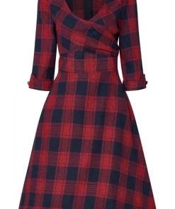 Winter Dolly & Dotty Katherine Dress In Red And Navy Tartan