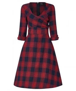 Winter Dolly & Dotty Katherine Dress In Red And Navy Tartan