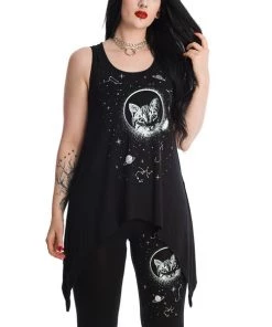 Banned Space Cat Asymmetric Hem Top New Arrivals And Restocks