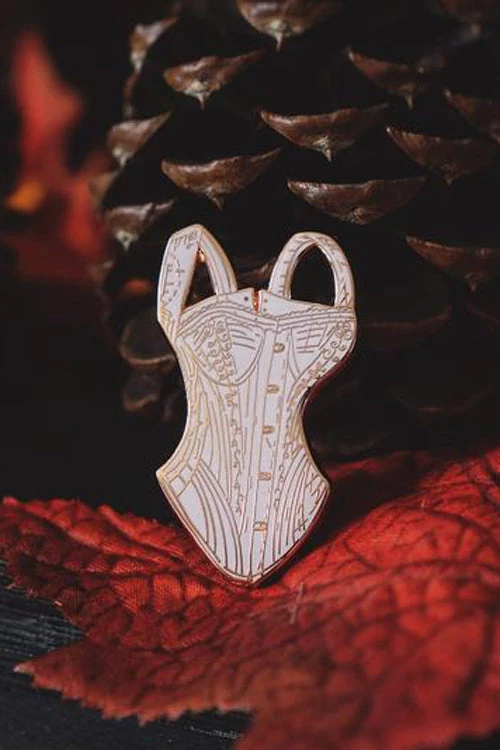 Lively Ghosts Lady Lucille Corset In Creme Enamel Pin 1 Lively Ghosts Lady Lucille Corset In Creme Enamel Pin