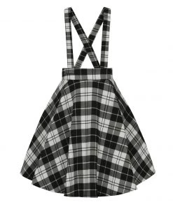 Collectif Lexi Skater Suspender Skirt In Monochrome Check Winter