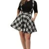 Collectif Lexi Skater Suspender Skirt In Monochrome Check Winter