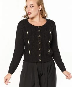 Timeless London Lily Chunky Cardigan In Black Winter