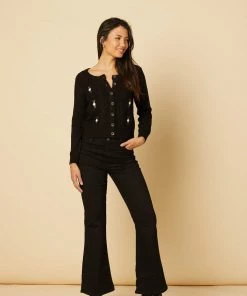 Timeless London Lily Chunky Cardigan In Black Winter