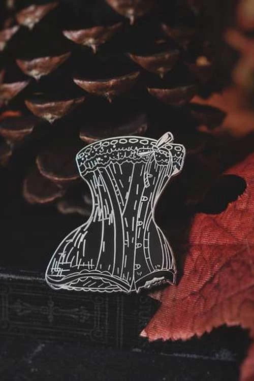 Lively Ghosts Lovett Corset In Black Enamel Pin Accessories 1 Lively Ghosts Lovett Corset In Black Enamel Pin Accessories