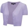 Winter MAK Sweaters Cropped Cardigan With Short Sleeves In Lilac