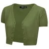 Winter MAK Sweaters Cropped Cardigan With Short Sleeves In Sage