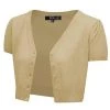 MAK Sweaters Cropped Cardigan With Short Sleeves In Sand / Taupe