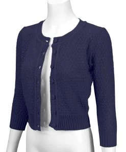 New Arrivals And Restocks MAK Sweaters Chunky Vintage Knit Cardigan With 3/4 Sleeves In Navy 7 New Arrivals And Restocks MAK Sweaters Chunky Vintage Knit Cardigan With 3/4 Sleeves In Navy