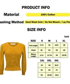 MAK Sweaters Chunky Vintage Knit Cardigan With 3/4 Sleeves In Honey 9 MAK Sweaters Chunky Vintage Knit Cardigan With 3/4 Sleeves In Honey