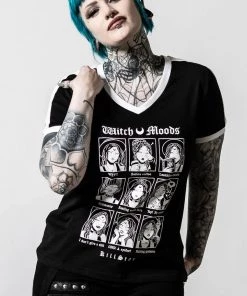 Clothing Killstar Moody V-Neck Tee T-Shirt "Witch Moods"