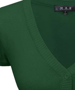 MAK Sweaters Cropped Cardigan With Short Sleeves In Hunter Green Winter