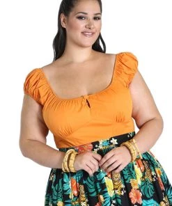 Hell Bunny Melissa Top In Orange Clothing