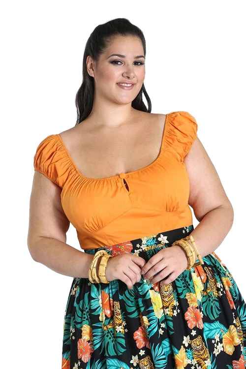 Hell Bunny Melissa Top In Orange Clothing 1 Hell Bunny Melissa Top In Orange Clothing