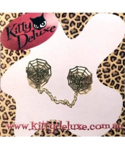 Kitty Deluxe Cardigan Clips In Metal Web Design Dark Alternative