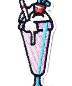 Kitty Deluxe Iron On Patch Of Milkshake