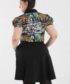 Hell Bunny Miss Muffet Skater Skirt With Green Details Clothing