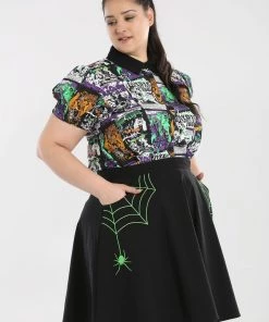 Hell Bunny Miss Muffet Skater Skirt With Green Details Clothing