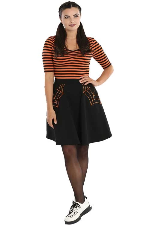 Hell Bunny Miss Muffet Skater Skirt With Orange Details 1 Hell Bunny Miss Muffet Skater Skirt With Orange Details