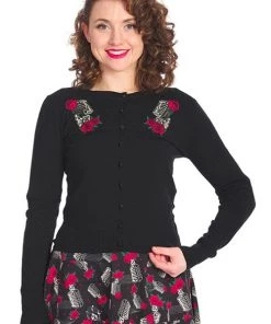 Banned Nashville Vintage Inspired Embroidered Cardigan In Black With Microphone Detail New Arrivals And Restocks
