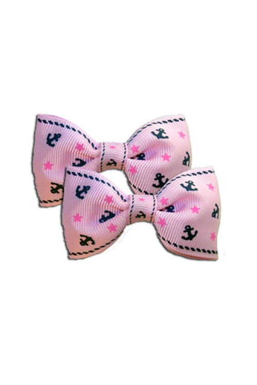 Kitty Deluxe Nautical Bow Pair In Pink 1 Kitty Deluxe Nautical Bow Pair In Pink