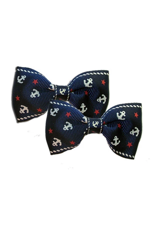 Kitty Deluxe Nautical Bow Pair In Navy Blue Accessories 1 Kitty Deluxe Nautical Bow Pair In Navy Blue Accessories