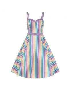 Clothing Collectif Nova Swing Dress In Rainbow Stripe