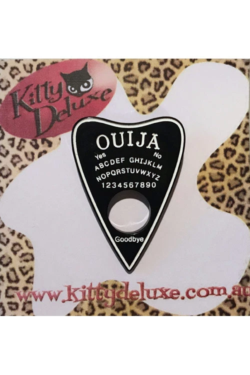 Kitty Deluxe Broochlette Brooch In Black Ouija Planchette 1 Kitty Deluxe Broochlette Brooch In Black Ouija Planchette