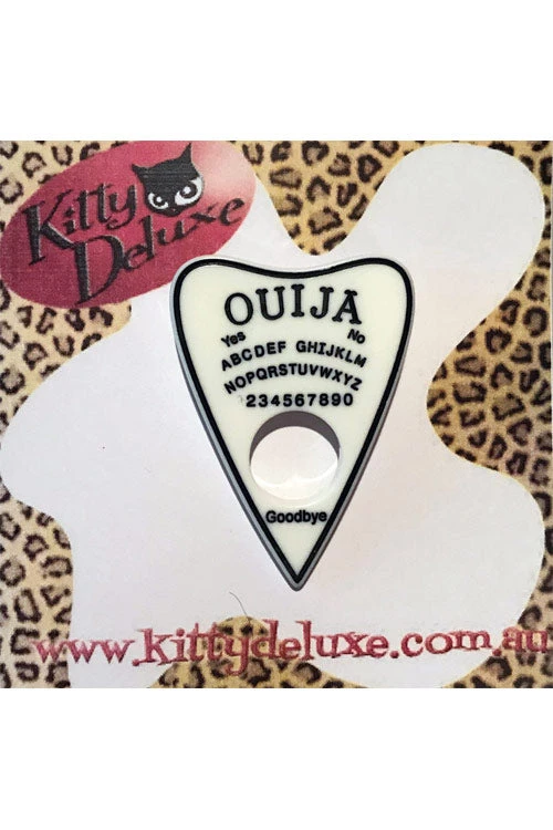 Halloween Kitty Deluxe Broochlette Brooch In White Ouija Planchette 1 Halloween Kitty Deluxe Broochlette Brooch In White Ouija Planchette