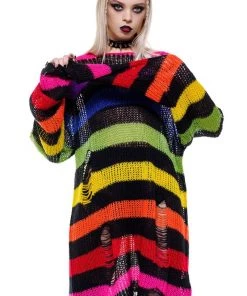 New Arrivals And Restocks Killstar Over The Rainbow Punk Knit Sweater