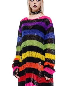 New Arrivals And Restocks Killstar Over The Rainbow Punk Knit Sweater